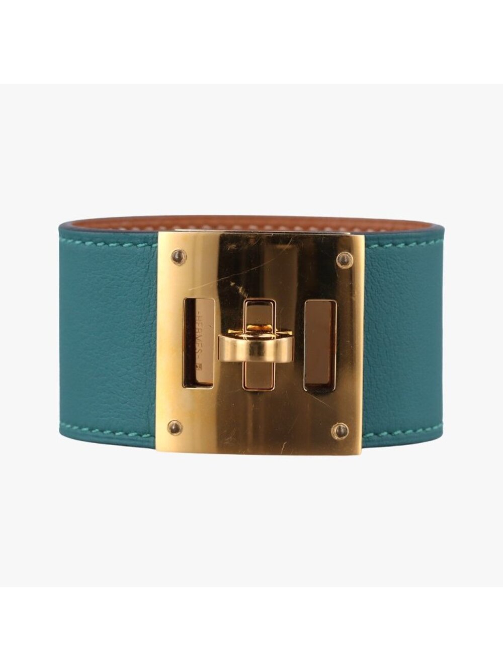 Hermes Kelly Style Lock Green Gold Leather MZ